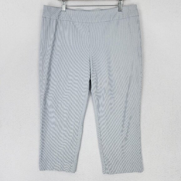 Chicos Pants Womens 3 Blue XL Pinstripe Stretch Crop Capri Pull On So Slimming - Picture 1 of 14